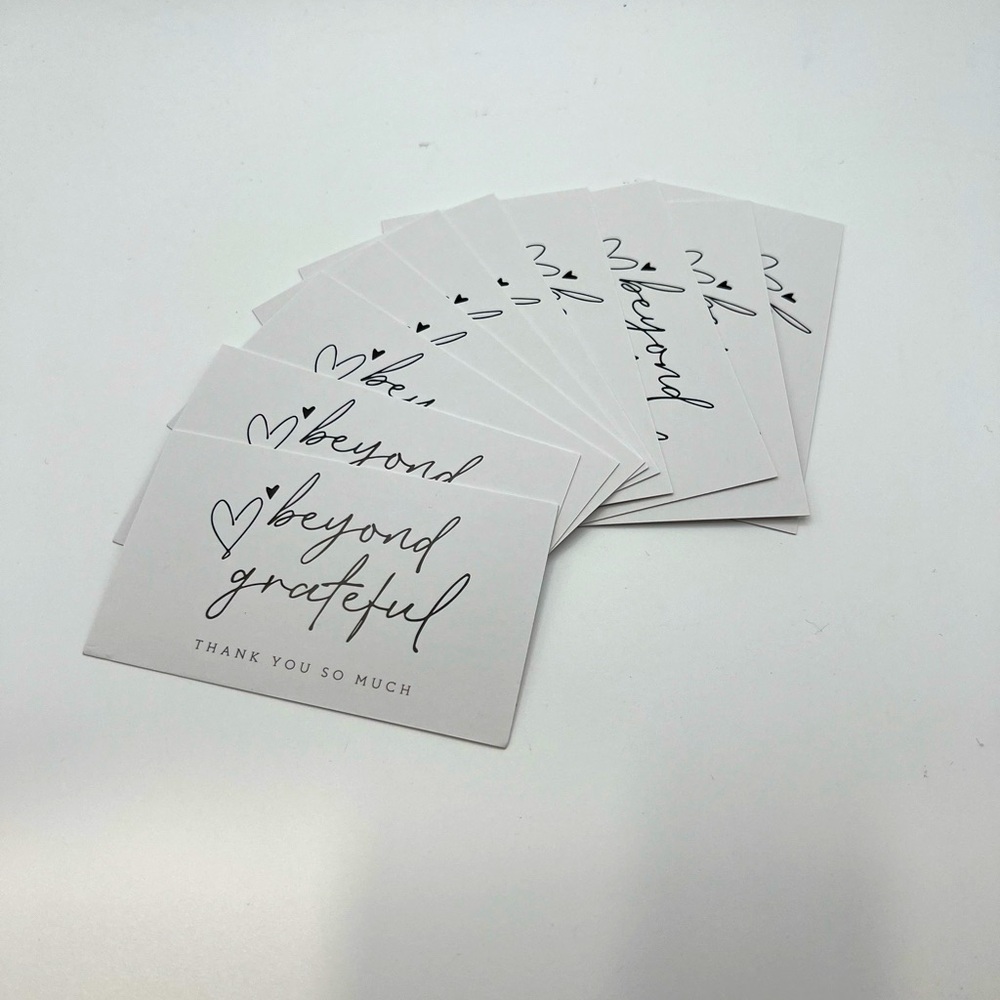 Elegant White “Beyond Grateful” Thank You Cards - [Pack of 50]